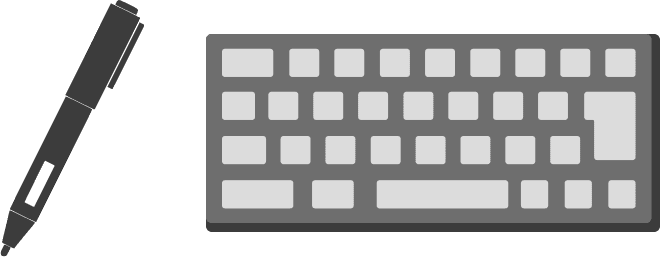 ペンとキーボードのイラスト